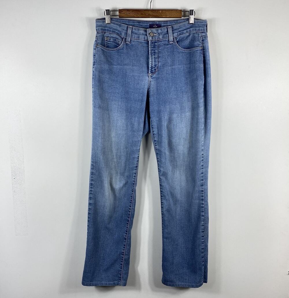 NYDJ Straight Leg Jeans 8 Blue Medium Wash 5-Pocket Made In USA